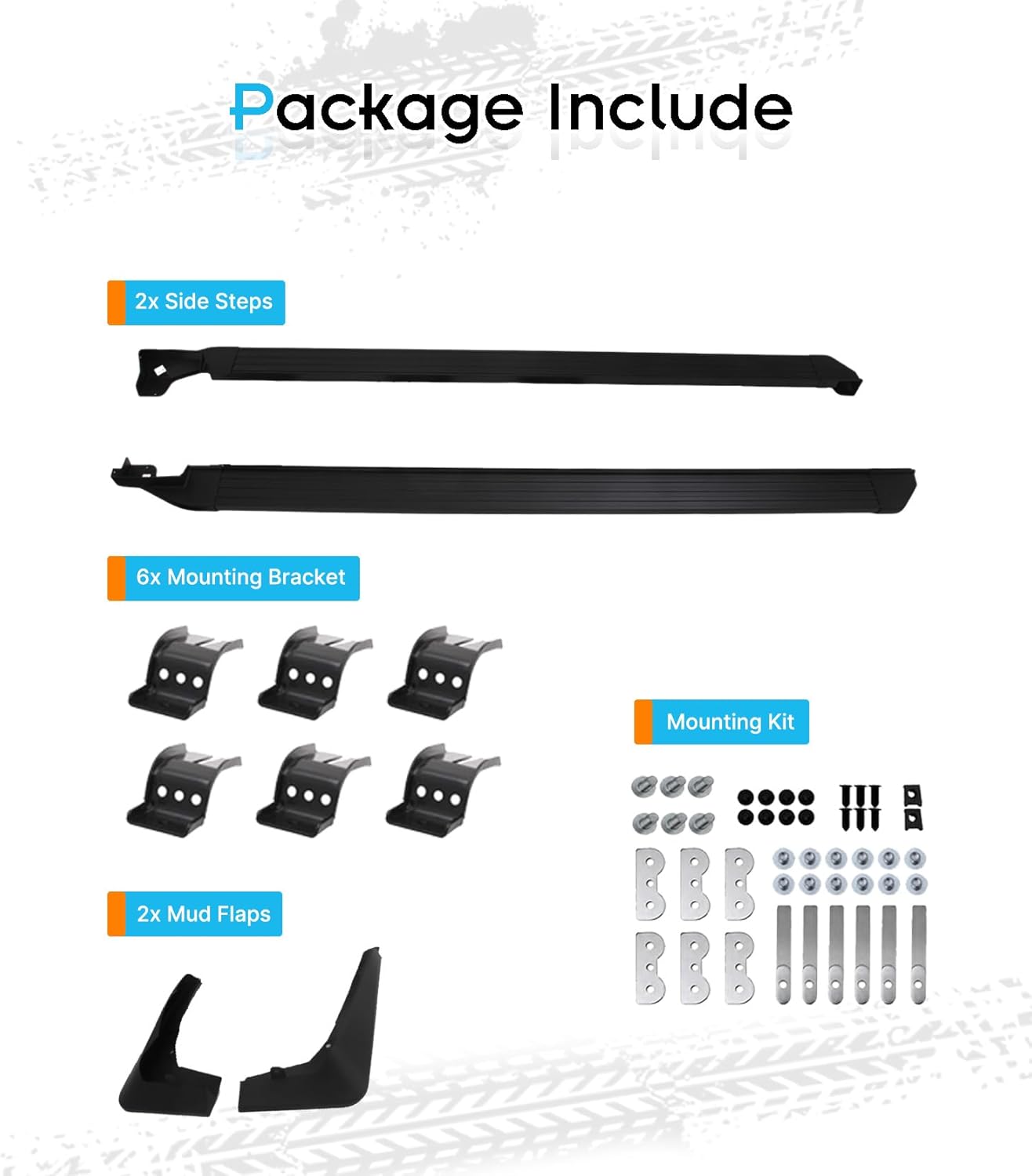 Running Boards Side Steps Fit for 2020-2025 Ford Explorer & Hybrid w/Mud Flaps (No Drilling Required)