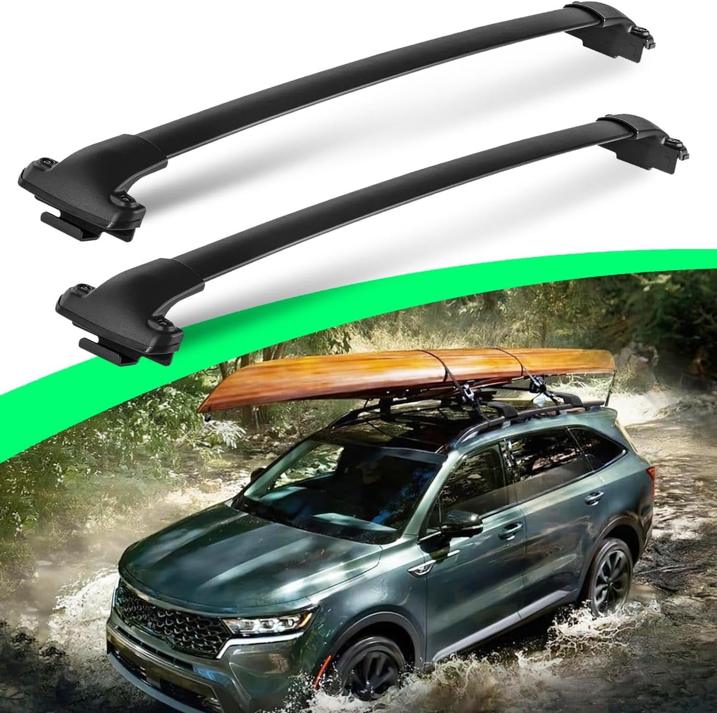 All Aluminum 260LBS Roof Racks for 2021-2025 Kia Sorento X-Line X-PRO, Work with Raised Side Rails, Metal Clamp Cross Bars for Cargo Ski Kayak Bike Accessories