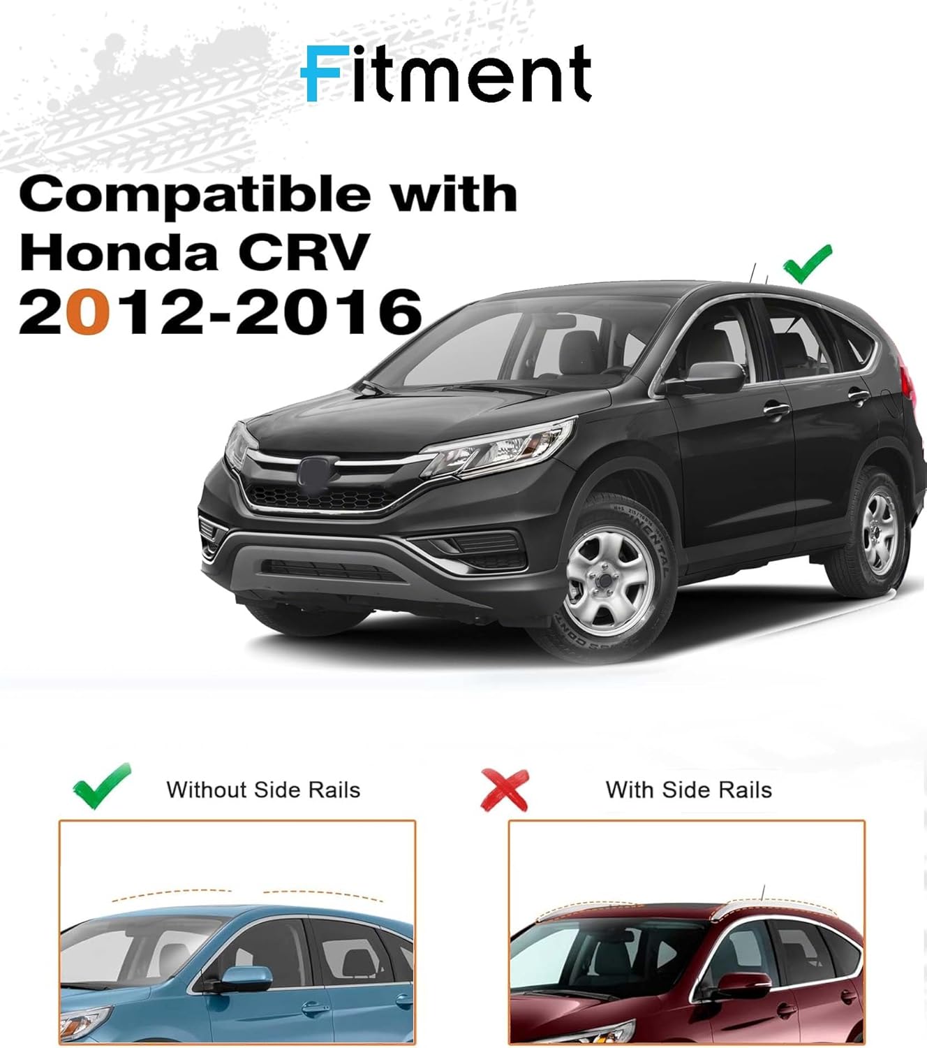 Roof Rails & Roof Racks for 2012-2016 Honda CR-V EX LX, All Black Set of 4 with 2 Side Rails and 2 Cross Bars, Rooftop Cargo Accessories