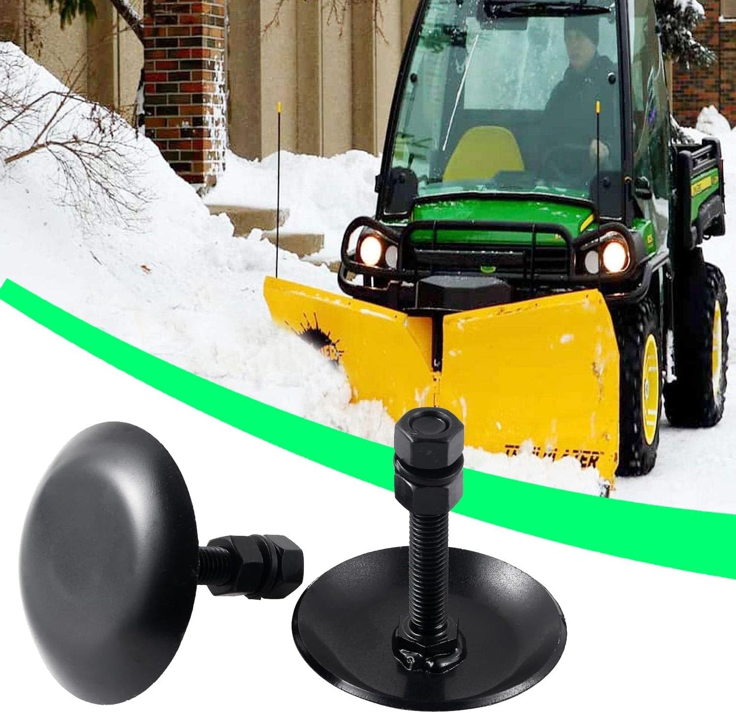 Snow Plow Shoes Skids Foot for ATV/UTV New Polaris Tractor, 3 Inch, Heavy Duty S-Steel, Skid Shoes Pair, Black, 2873423