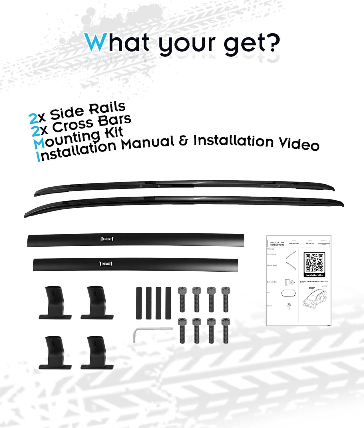 220LBS Roof Rails & Roof Racks for 2012-2016 Honda CR-V, Upgraded Aluminum Side Rails - OE Style All Black Set of 4 with 2 Side Rails and 2 Cross Bars
