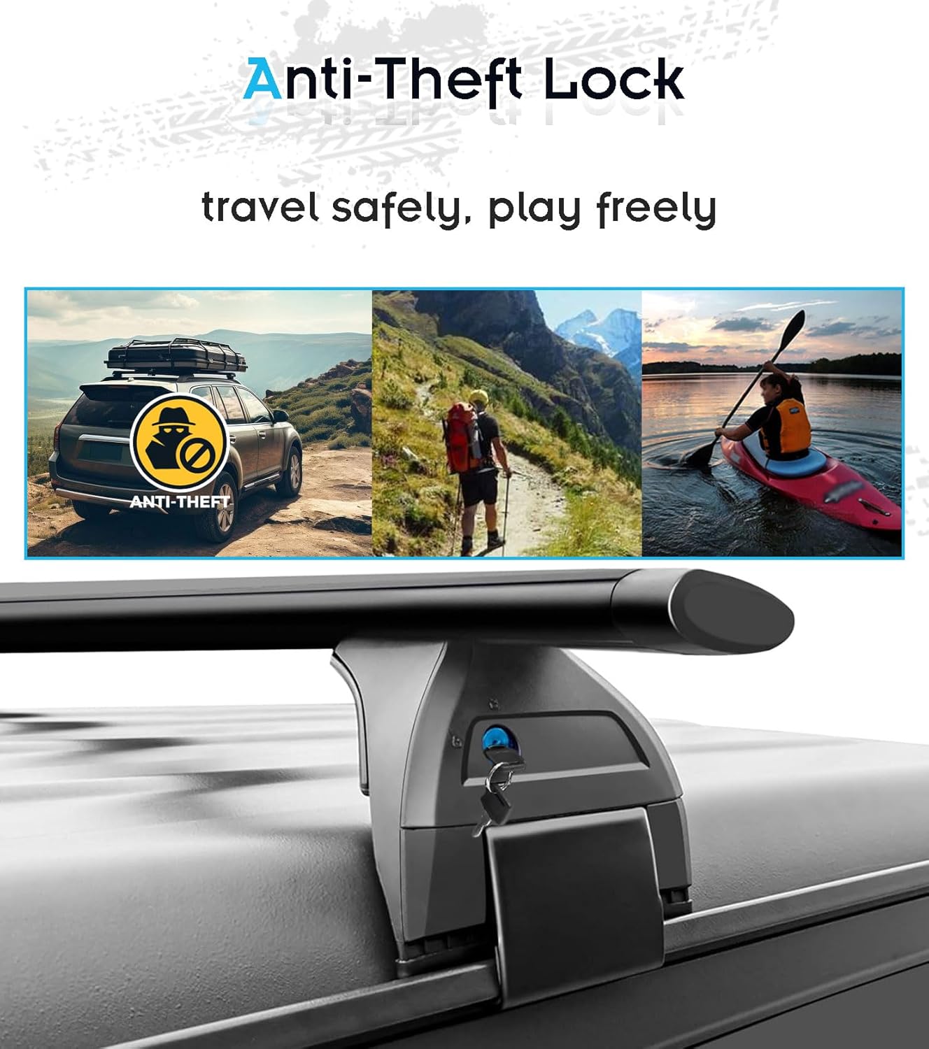 330LBS Lockable 3-PC Roof Racks Compatible with 2007-2025 Jeep Wrangler JK JL Gladiator JT 2&4 Door, Aluminum Black Cross Bars