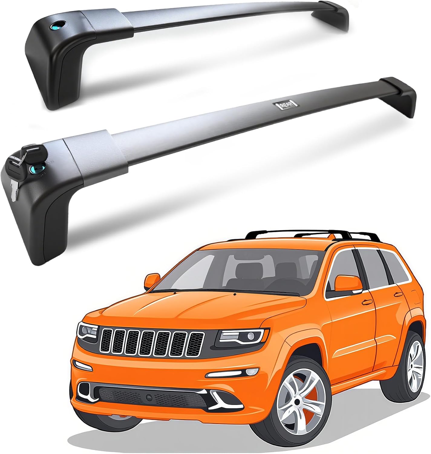 Roof Rack for Jeep Grand Cherokee SRT & Trackhawk 2011-2021, 265 LBS Heavy Duty Cross Bars- Anti-Theft Lock- Low Wind Noise- Kayak, Bike, Cargo Ready