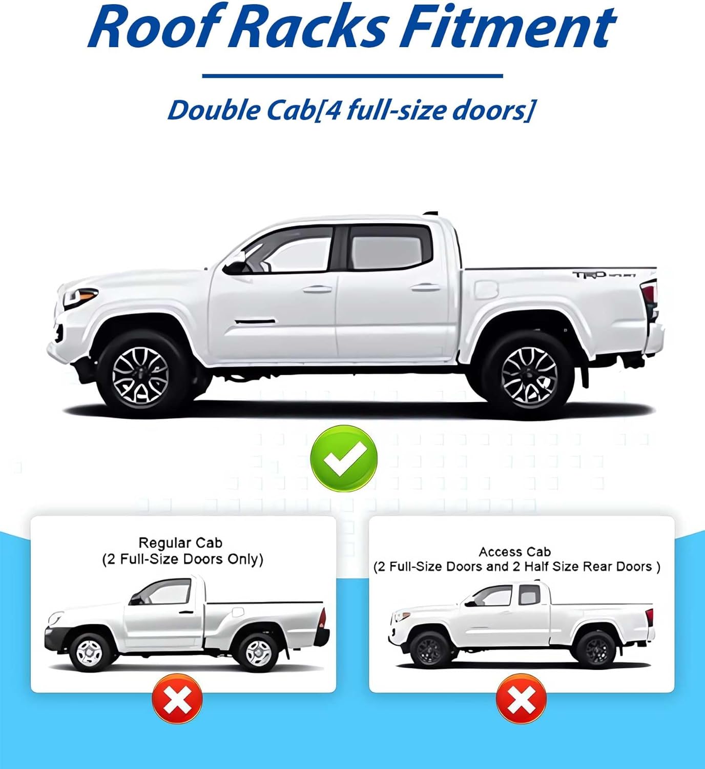 Upgrade 200LBS Roof Racks Cross Bars for Toyota Tacoma 2005-2023 Double Cab, Roof Side Rails Cross Rails for Off Road Adventure Cargo Rooftop Accessories