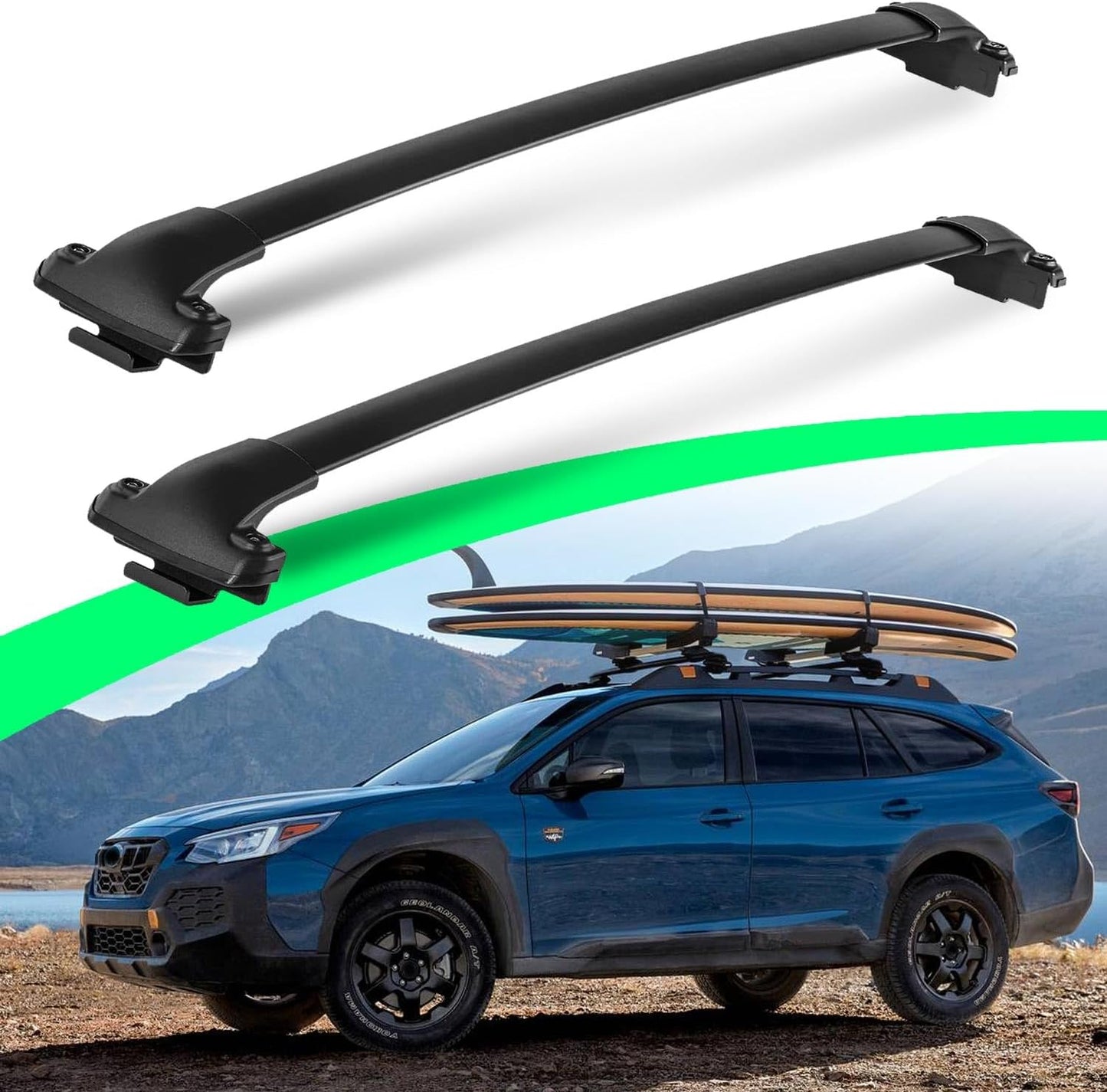 260LBS Roof Racks for Subaru Outback Wilderness 2022-2025, Metal Clamp Cross Rails, Black Cross Bars