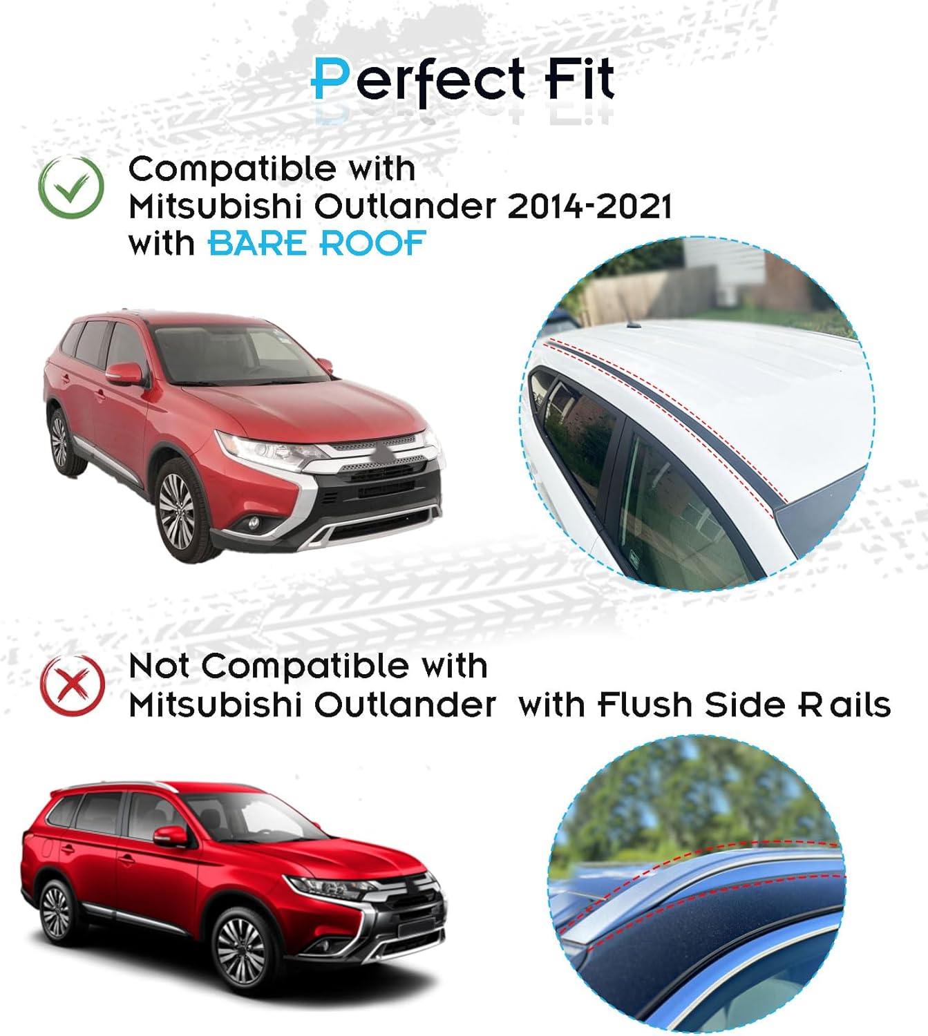 Roof Rack for Mitsubishi Outlander 2014-2021 Without Side Rails, 265 LBS Heavy Duty Cross Bars- Anti-Theft Lock- Low Wind Noise- Kayak, Bike, Cargo Ready