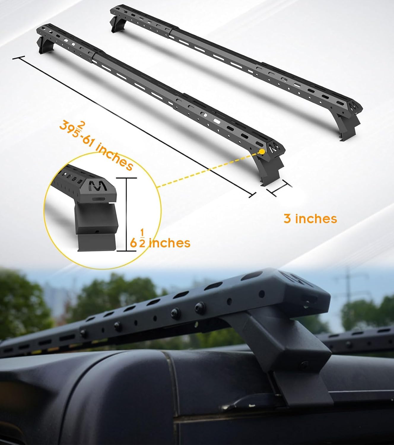420 LBS Roof Racks Cross Bars for Jeep Wrangler 2007-2025 and Gladiator 2020-2025 (ONLY FIT Hard Roof Top) 2 & 4Door, Can be Adjustable Length Bar