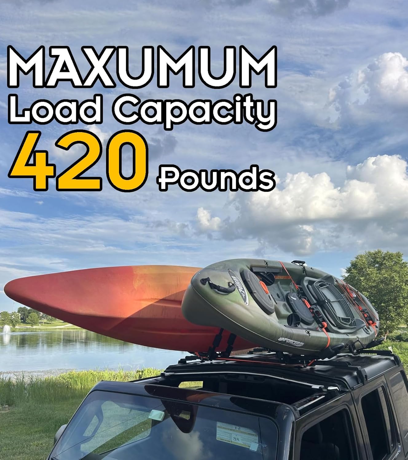 420 LBS Roof Racks Cross Bars for Jeep Wrangler 2007-2025 and Gladiator 2020-2025 (ONLY FIT Hard Roof Top) 2 & 4Door, Can be Adjustable Length Bar