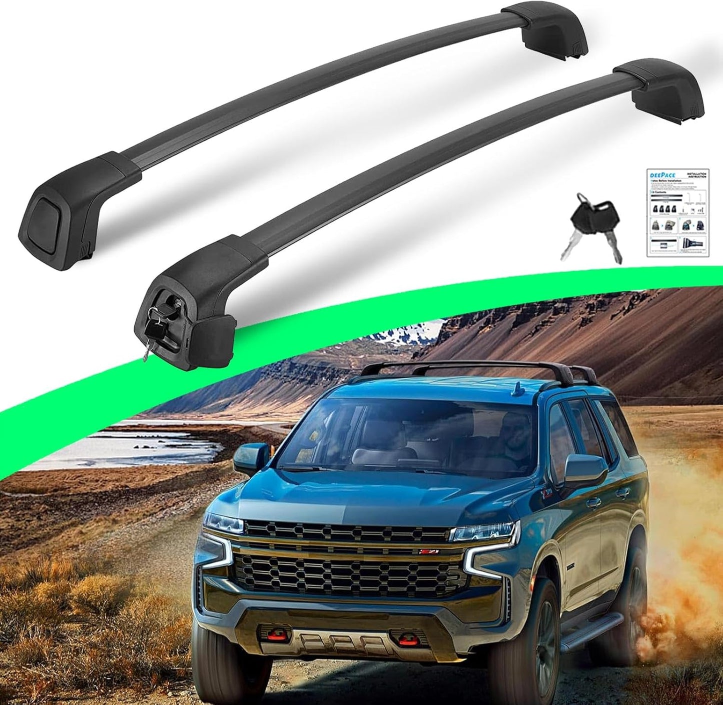 Enhanced 265 LBS Roof Racks for 2021-2025 Chevrolet Tahoe Suburban, GMC Yukon & Yukon XL, Cadillac Escalade ESV, All Aluminum Anti-Theft Cross Rails for Cargo Luggage Kayak Bike Snowboad