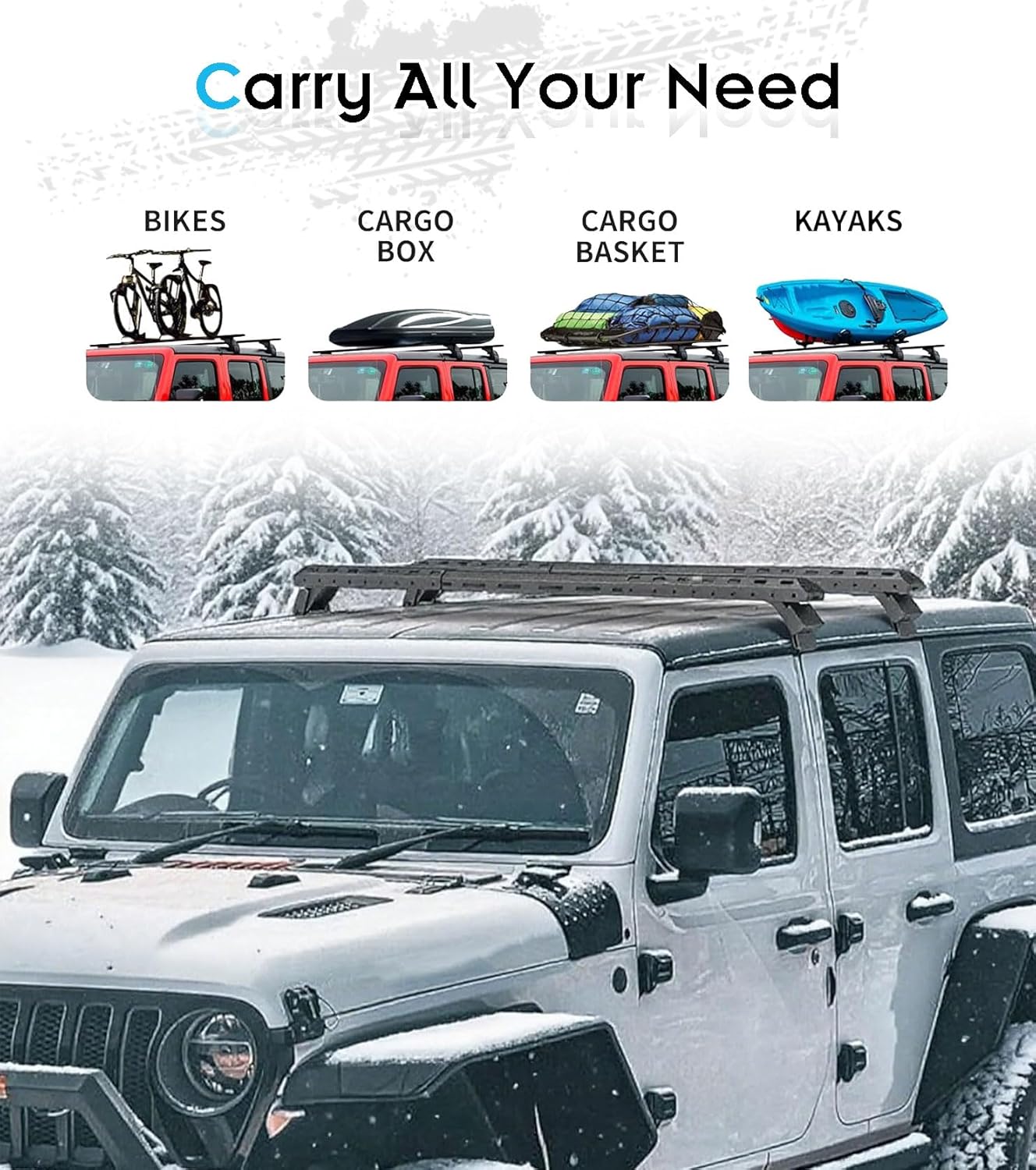 420 LBS Roof Racks Cross Bars for Jeep Wrangler 2007-2025 and Gladiator 2020-2025 (ONLY FIT Hard Roof Top) 2 & 4Door, Can be Adjustable Length Bar