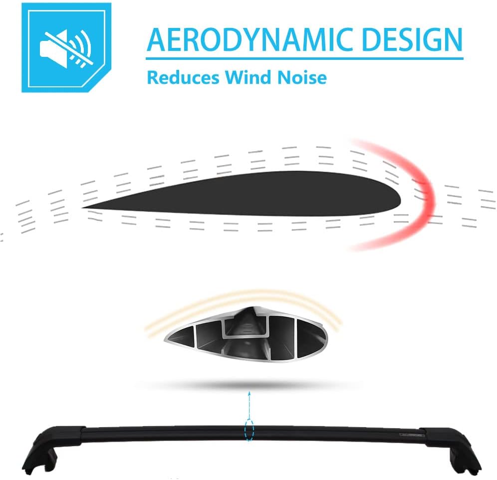 Lockable Roof Rails & Cross Bars for Mazda CX9 CX-9 2016-2023, 2 Side Rails & 2 Roof Racks, Deepace All Black Rooftop Accessories