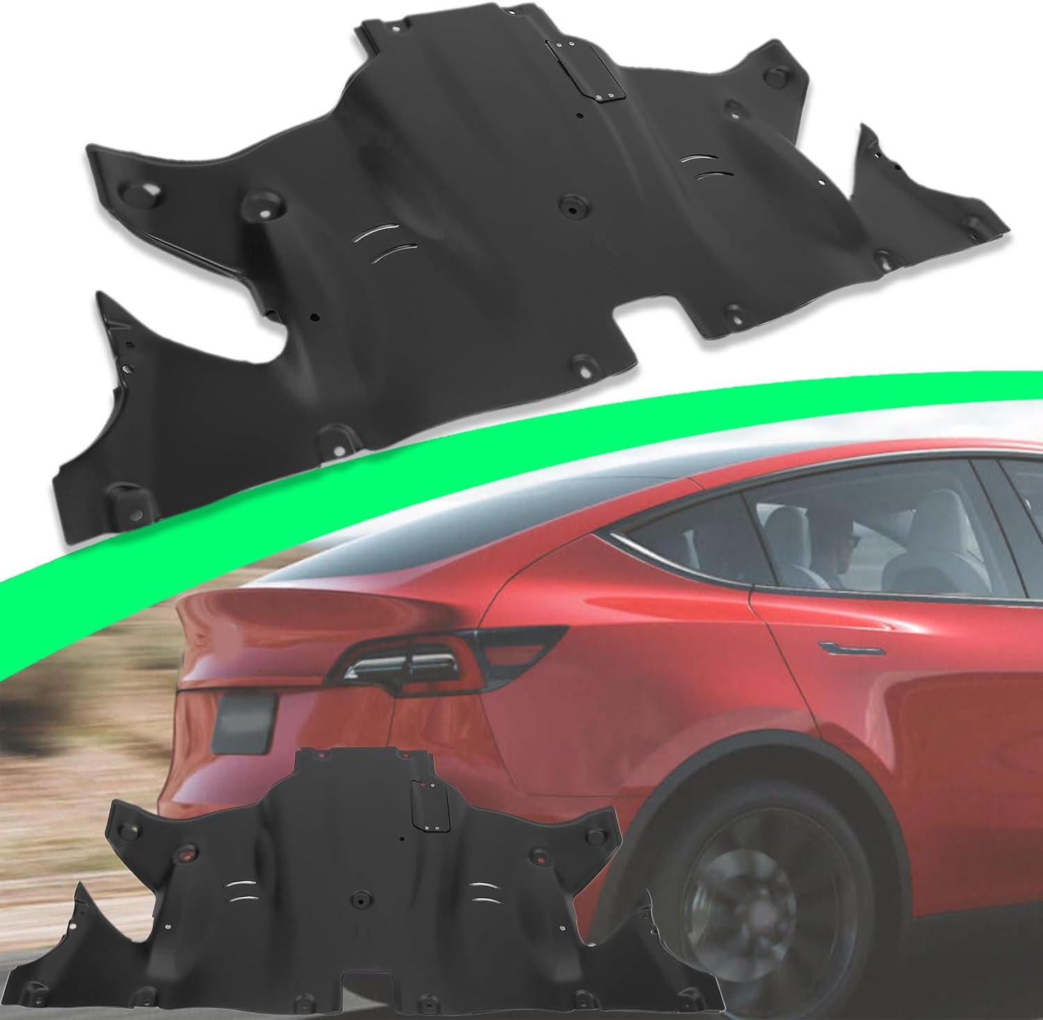 All Aluminum Rear Protective Skid Plate for Tesla Model Y/Model 3, Fits 2017-2024, Guards Chassis from Road Debris