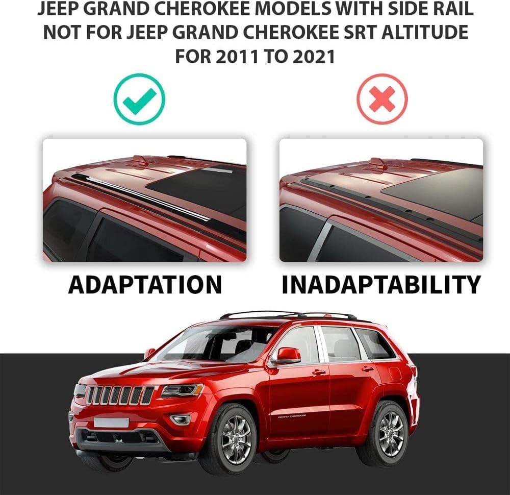 220LBS Roof Racks for Jeep Grand Cherokee WK2 2011-2021 - Only Fit Factory Grooved Metal Side Rails, Deepace Metal Clamp Cross Bars