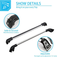 Lockable Roof Racks for Nissan Qashqai 2017-2023, Work w/Factory Raised Side Rails, Anti-Theft Cross Bars