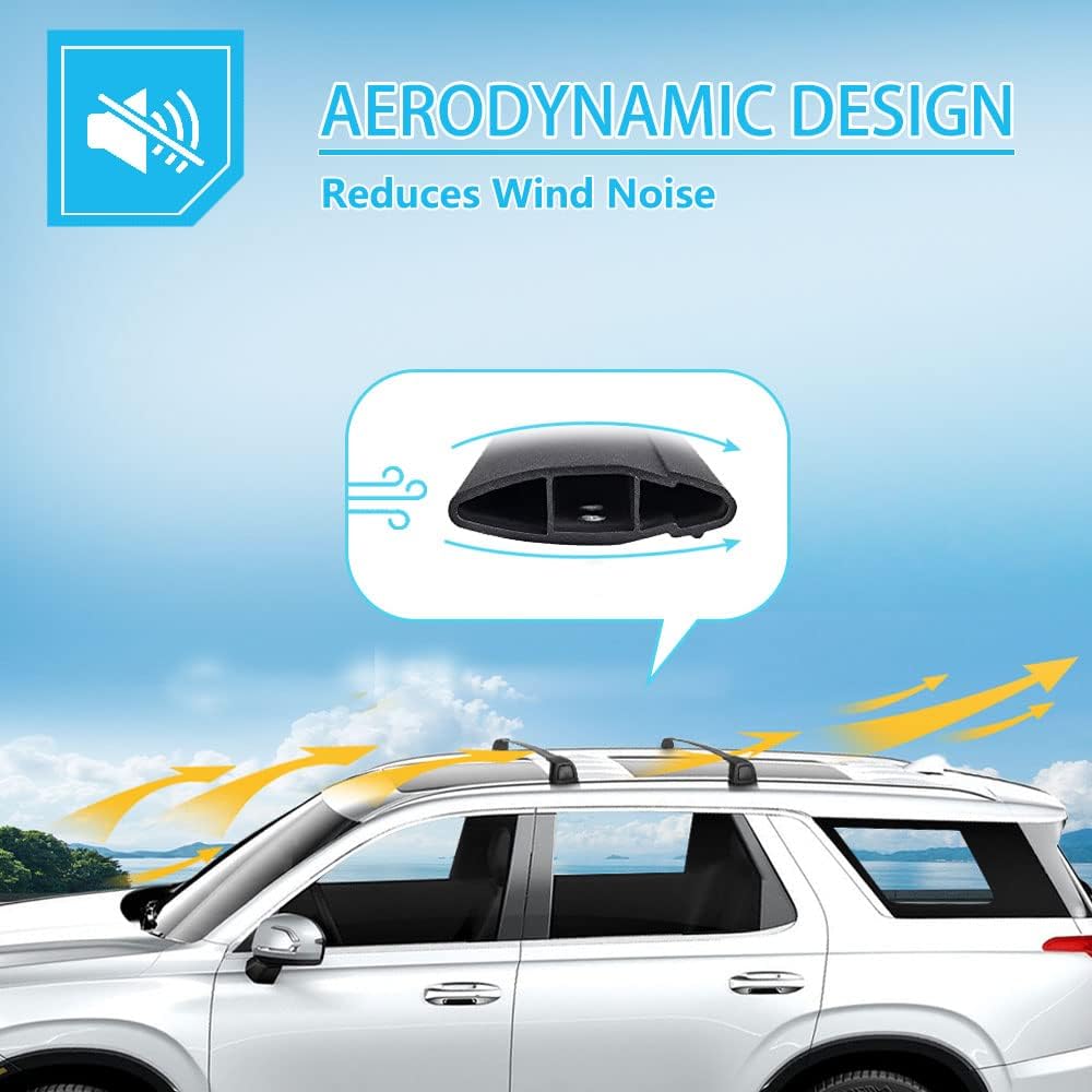 Silent Lockable Roof Racks for VW Volkswagen ID.4 2023 2024 2025, Work with Flush Side Rails, Anti-Theft Cross Bars for Cargo Ski Kayak Bike Accessories