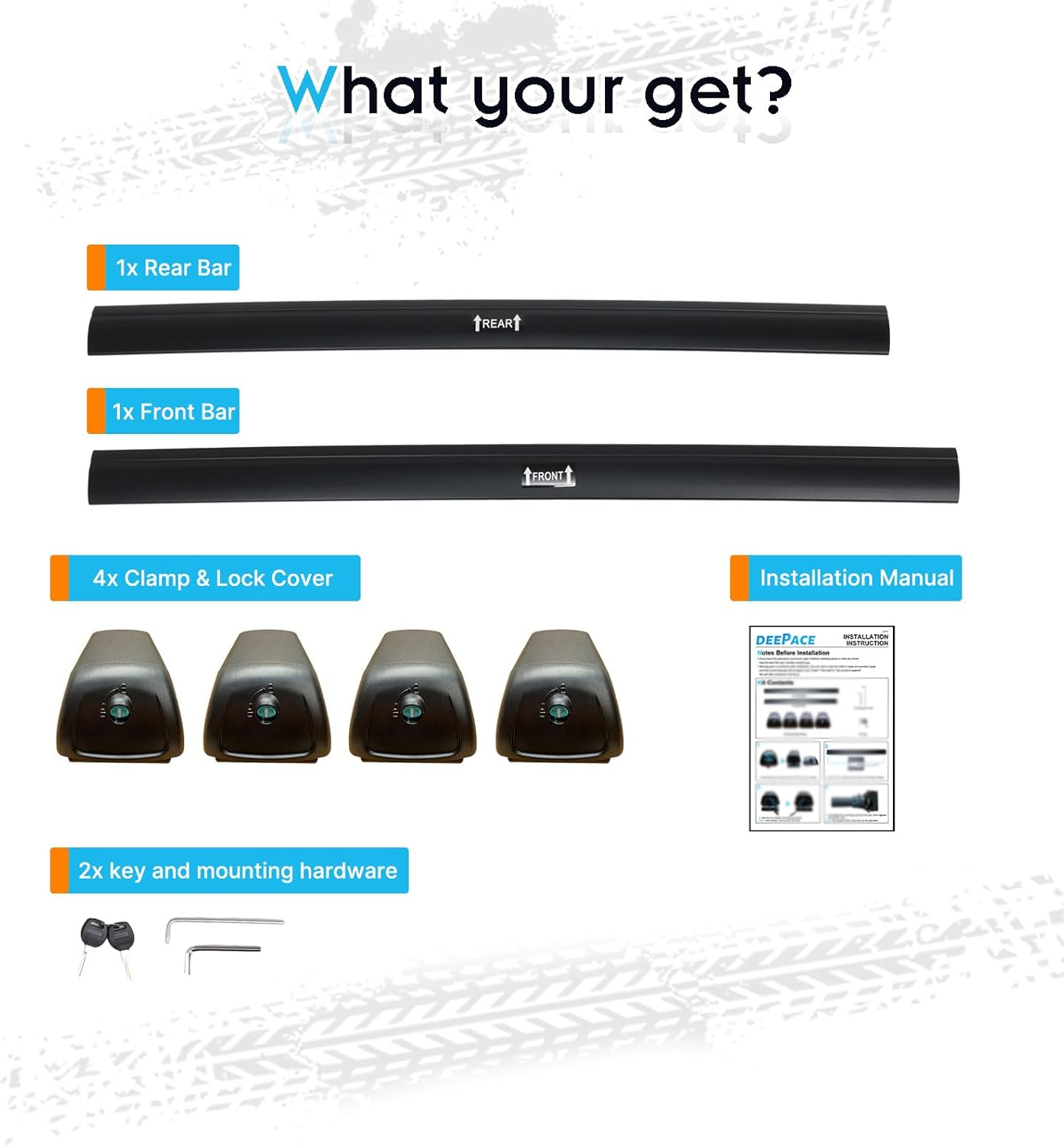 Deepace Roof Rack for VW Volkswagen ID.4 2021-2022 with Flush Rails, 265 LBS Capacity Cross Bars - Anti-Theft Lock - Aerodynamic Noise Reduction - Kayak, Bike, Ski Ready