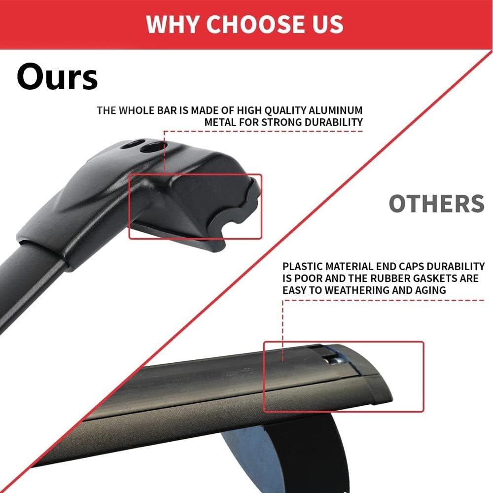 220LBS Roof Racks for Jeep Grand Cherokee WK2 2011-2021 - Only Fit Factory Grooved Metal Side Rails, Deepace Metal Clamp Cross Bars