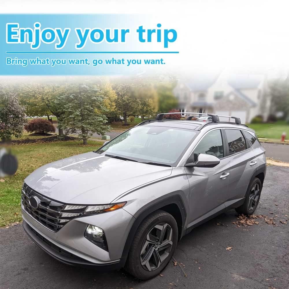Silent Lockable Cross Bars Roof Racks for Hyundai Tucson 2022-2025 SE SEL N Line Limited NX4, Deepace Black Anti-Theft 165 LBS Cross Rails