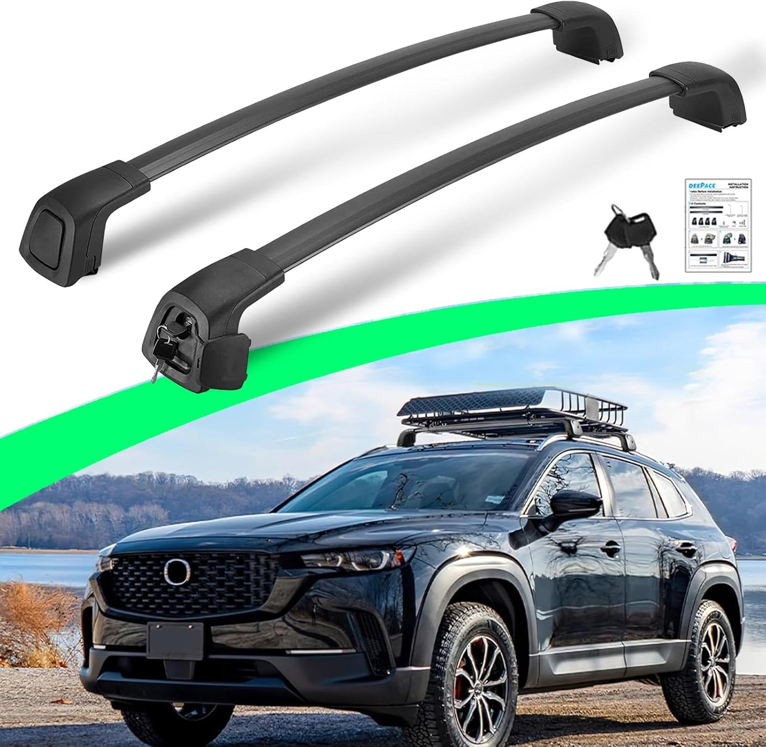 Silent Lockable Roof Racks for Mazda CX50 CX-50 Hybrid 2023 2024 2025, Anti-Theft Cross Bars for Rooftop Cargo Ski Kayak Bike Accessories