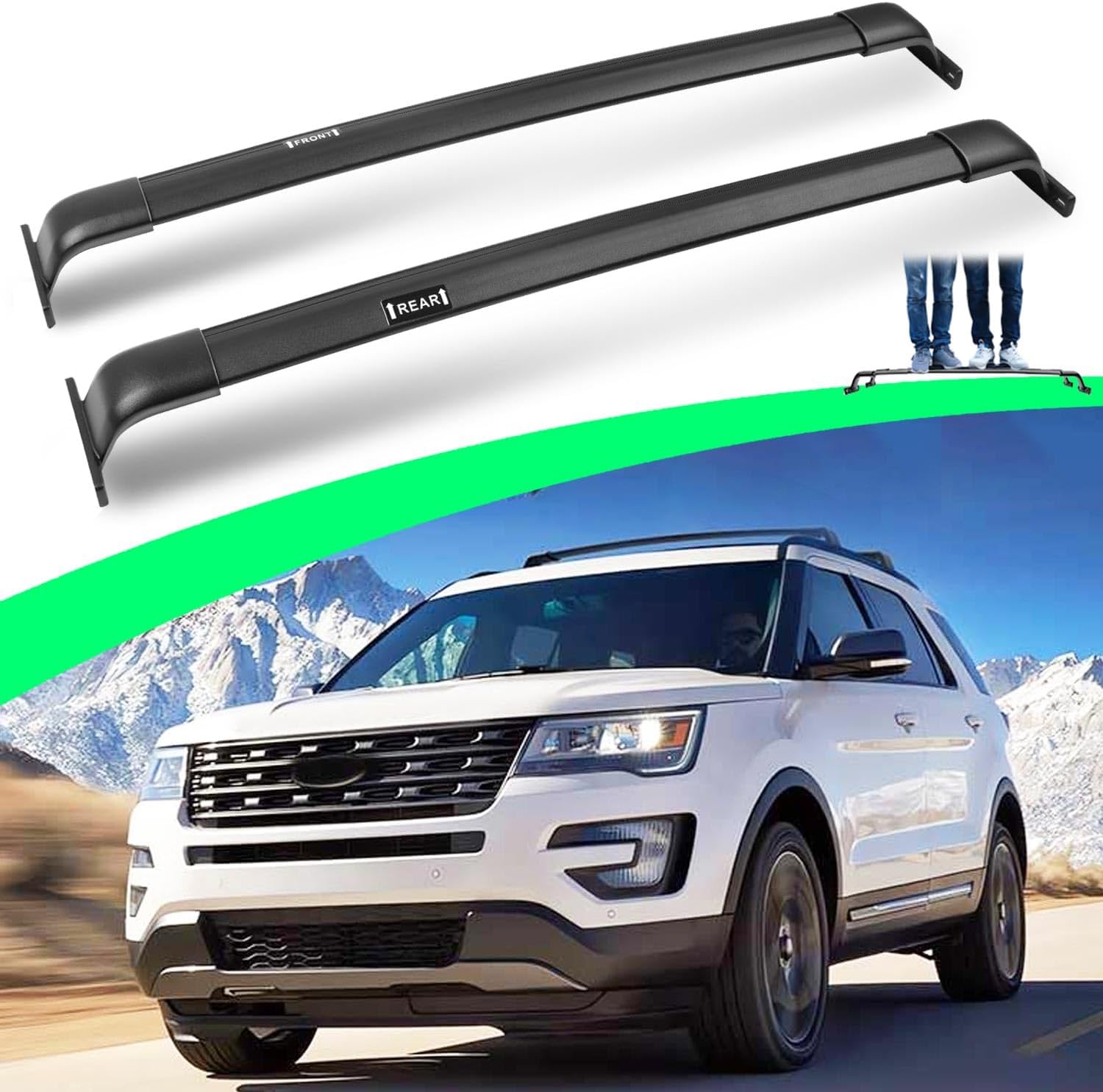 Upgraded 220lbs Roof Racks Cross Bars for 2016-2019 Ford Explorer, Deepace Cross Rails for Luggage Kayak Bike Snowboad
