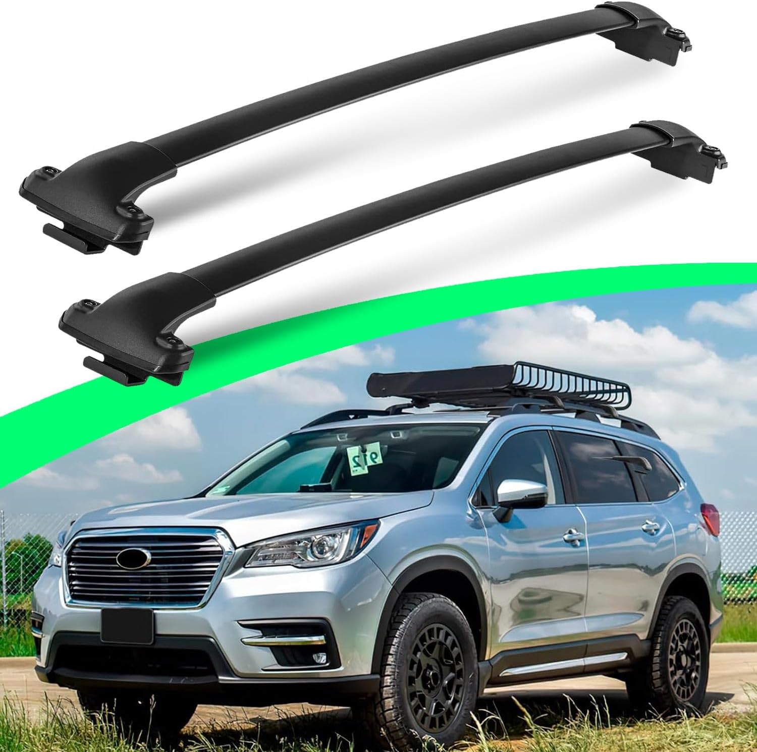 All Aluminum 260LBS Roof Racks for Subaru Ascent 2019-2025, Work with Raised Side Rails, Metal Clamp Cross Bars for Cargo Ski Kayak Bike Accessories