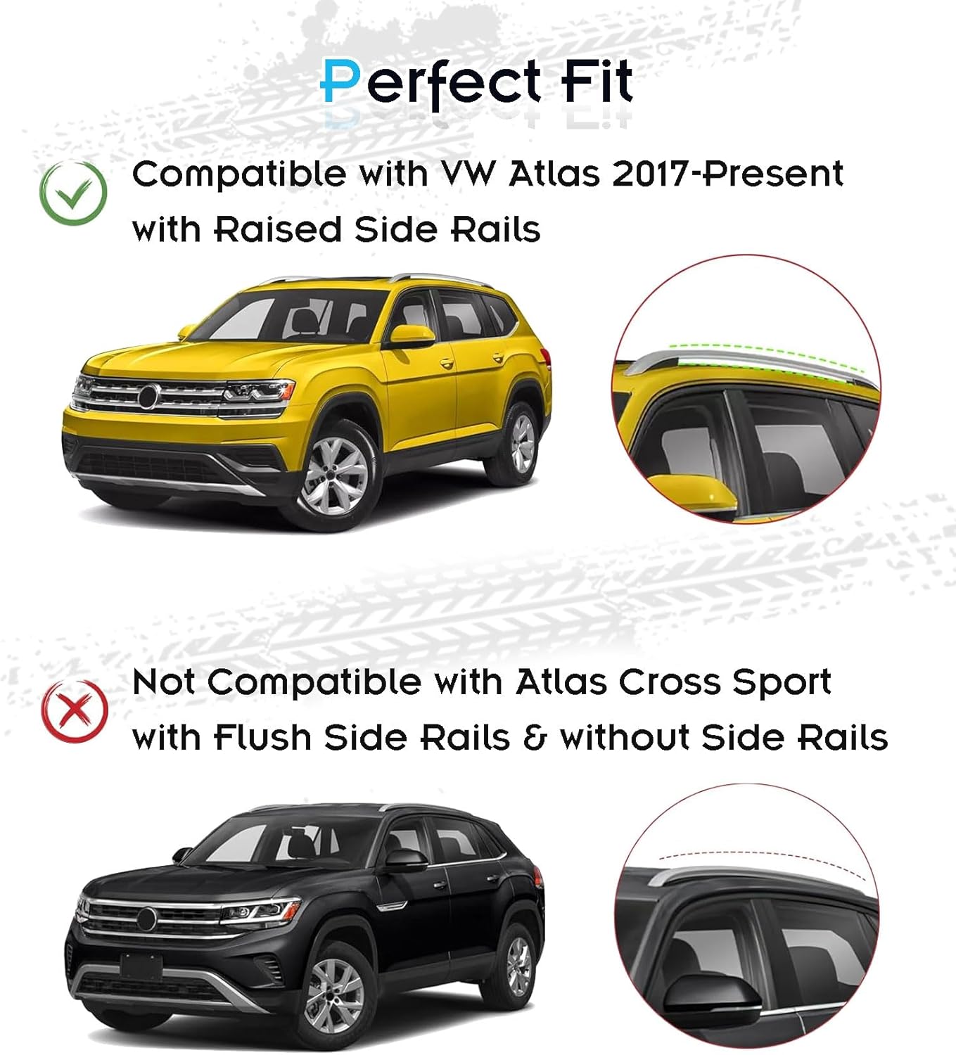 330LBS Lockable Roof Rack Cross Bars for VW Atlas 2017-2025, 2-Hole 2-Screw Mounting & Custom Fit Design
