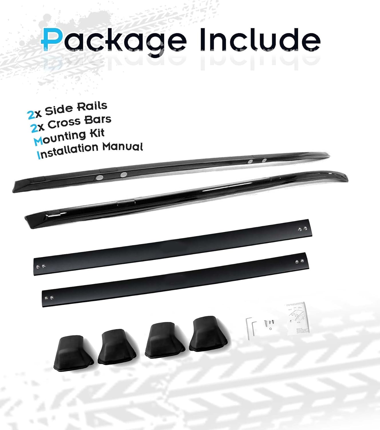 Roof Rails & Roof Racks for 2012-2016 Honda CR-V EX LX, All Black Set of 4 with 2 Side Rails and 2 Cross Bars, Rooftop Cargo Accessories
