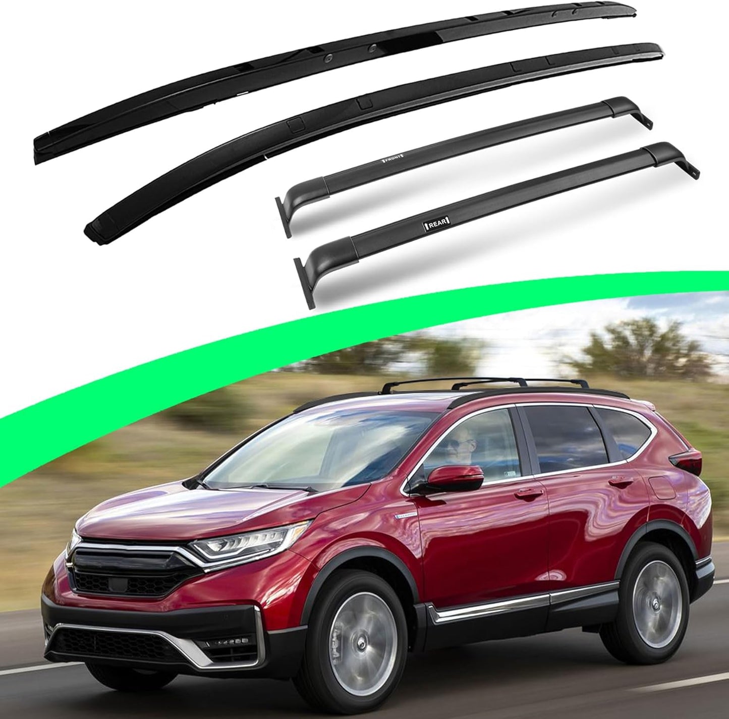 220 LBS Roof Rails & Roof Racks for Honda CRV CR-V 2017-2022, Heavy Duty All Aluminum Set of 4 with 2 Side Rails and 2 Cross Bars, All Black Cargo Accessories