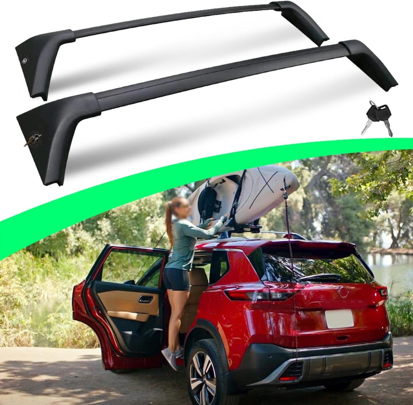 Anti-Theft Cross Bars Roof Racks for Nissan Rogue 2021-2025, 260 LBS Cross Rails for Ski Bike Rooftop Accessoreis