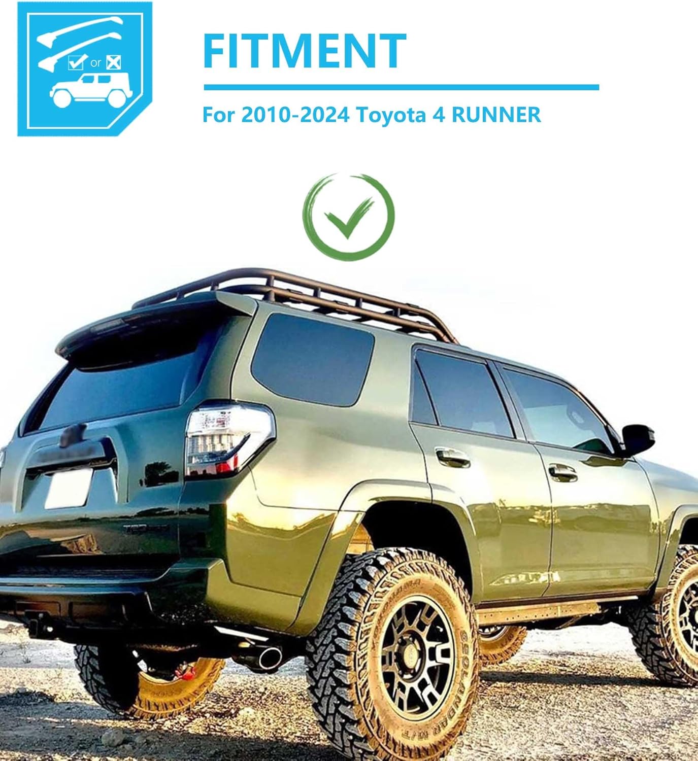 350LBS Roof Racks Basket for 2010-2024 Toyota 4RUNNER TRD Pro Sport, Black Aluminum Extension Top Luggage Holder Cross Bars