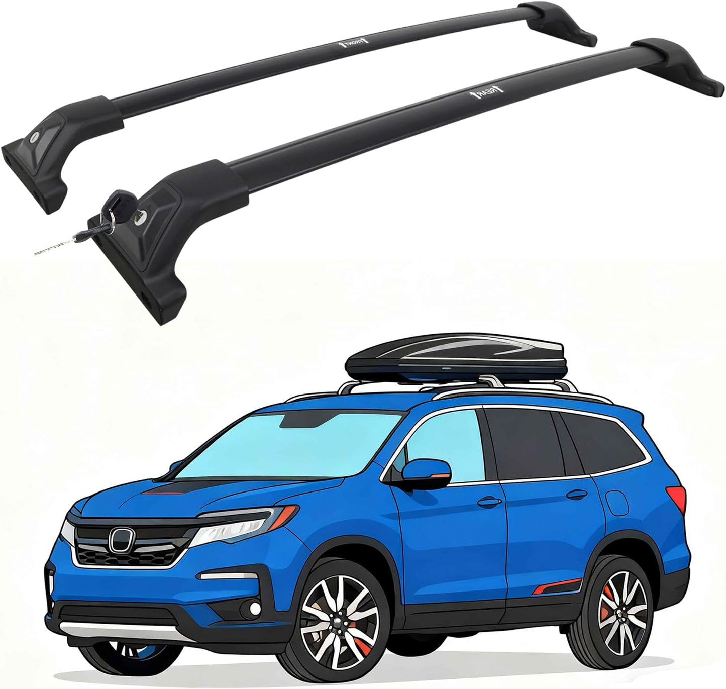 Deepace 300 LBS Roof Rack for Honda Pilot 2016-2022, Anti-Theft Design - Hidden Screws & Low Wind Noise Aluminum Cross Bars
