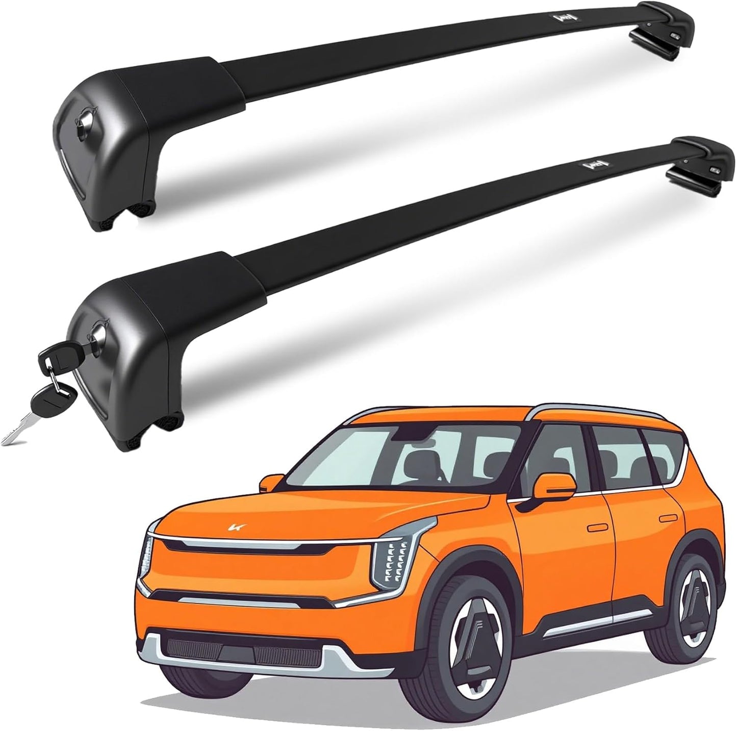 Roof Rack for KIA EV9 2024-2026 with Flush Rails, 220 LBS Capacity Cross Bars - Anti-Theft Lock - Aerodynamic Noise Reduction - Kayak, Bike, Ski Ready