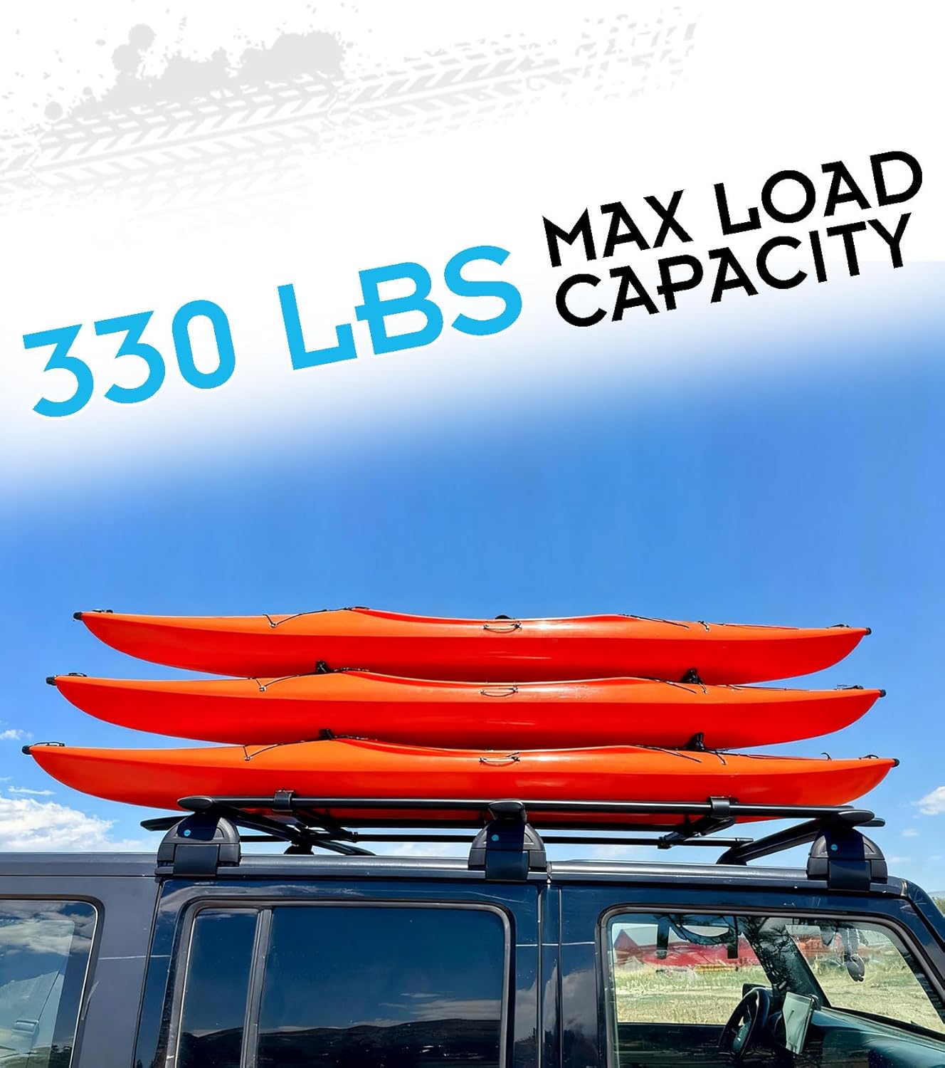 330LBS Lockable 3-PC Roof Racks Compatible with 2007-2025 Jeep Wrangler JK JL Gladiator JT 2&4 Door, Aluminum Black Cross Bars