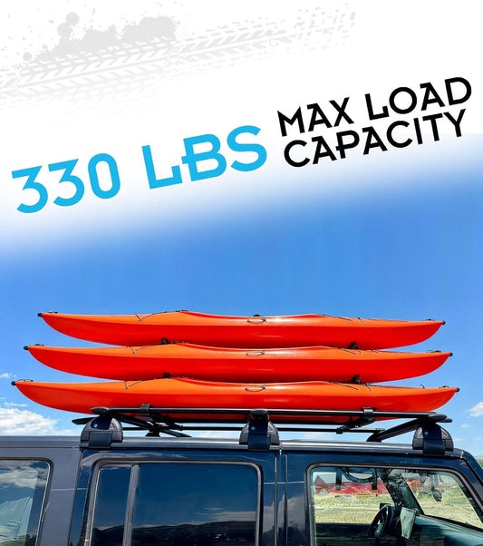 330LBS Lockable 3-PC Roof Racks Compatible with 2007-2025 Jeep Wrangler JK JL Gladiator JT 2&4 Door, Aluminum Black Cross Bars