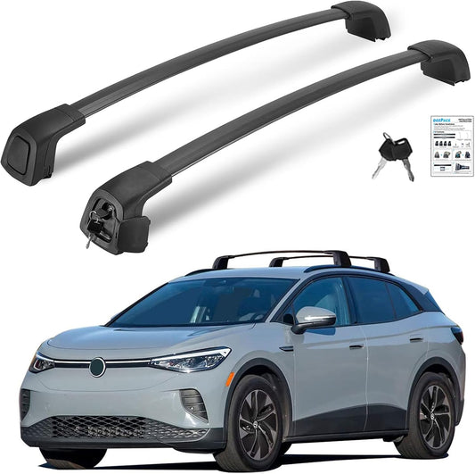 Silent Lockable Roof Racks for VW Volkswagen ID.4 2020-2022, Work with Flush Side Rails, Anti-Theft Cross Bars for Cargo Ski Kayak Bike Accessories
