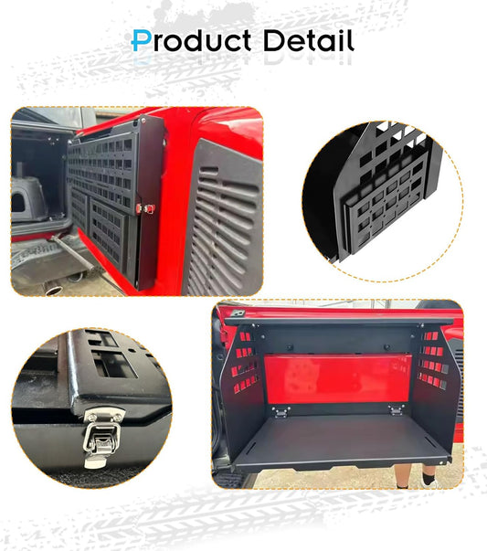 Deepace Aluminum Rear Door Tailgate Table with Molle Panel for Ford Bronco 2021-2025, 2 and 4 Door