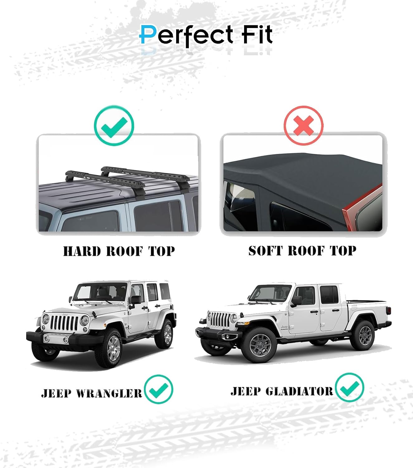 420 LBS Roof Racks Cross Bars for Jeep Wrangler 2007-2025 and Gladiator 2020-2025 (ONLY FIT Hard Roof Top) 2 & 4Door, Can be Adjustable Length Bar