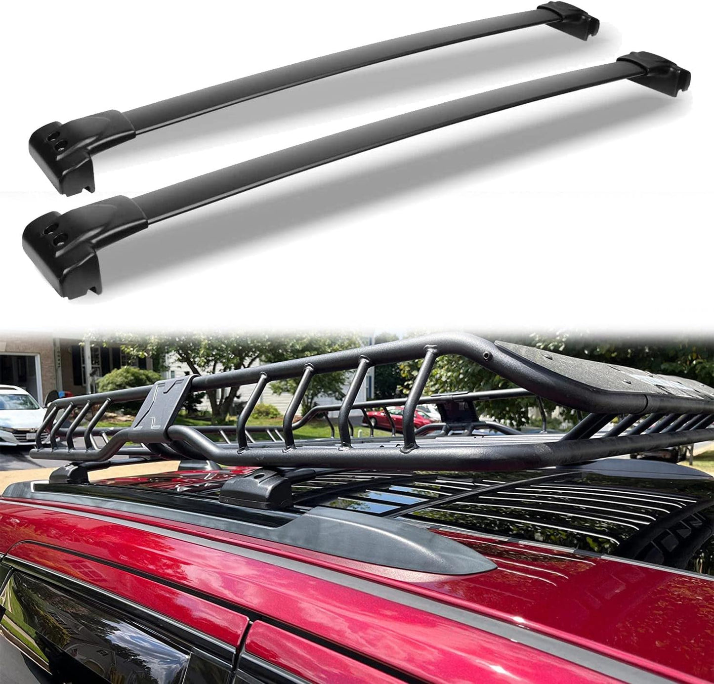 220LBS Roof Racks for Jeep Grand Cherokee WK2 2011-2021 - Only Fit Factory Grooved Metal Side Rails, Deepace Metal Clamp Cross Bars