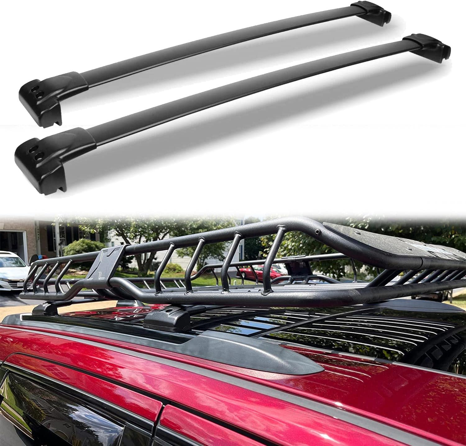220LBS Roof Racks for Jeep Grand Cherokee WK2 2011-2021 - Only Fit Factory Grooved Metal Side Rails, Deepace Metal Clamp Cross Bars