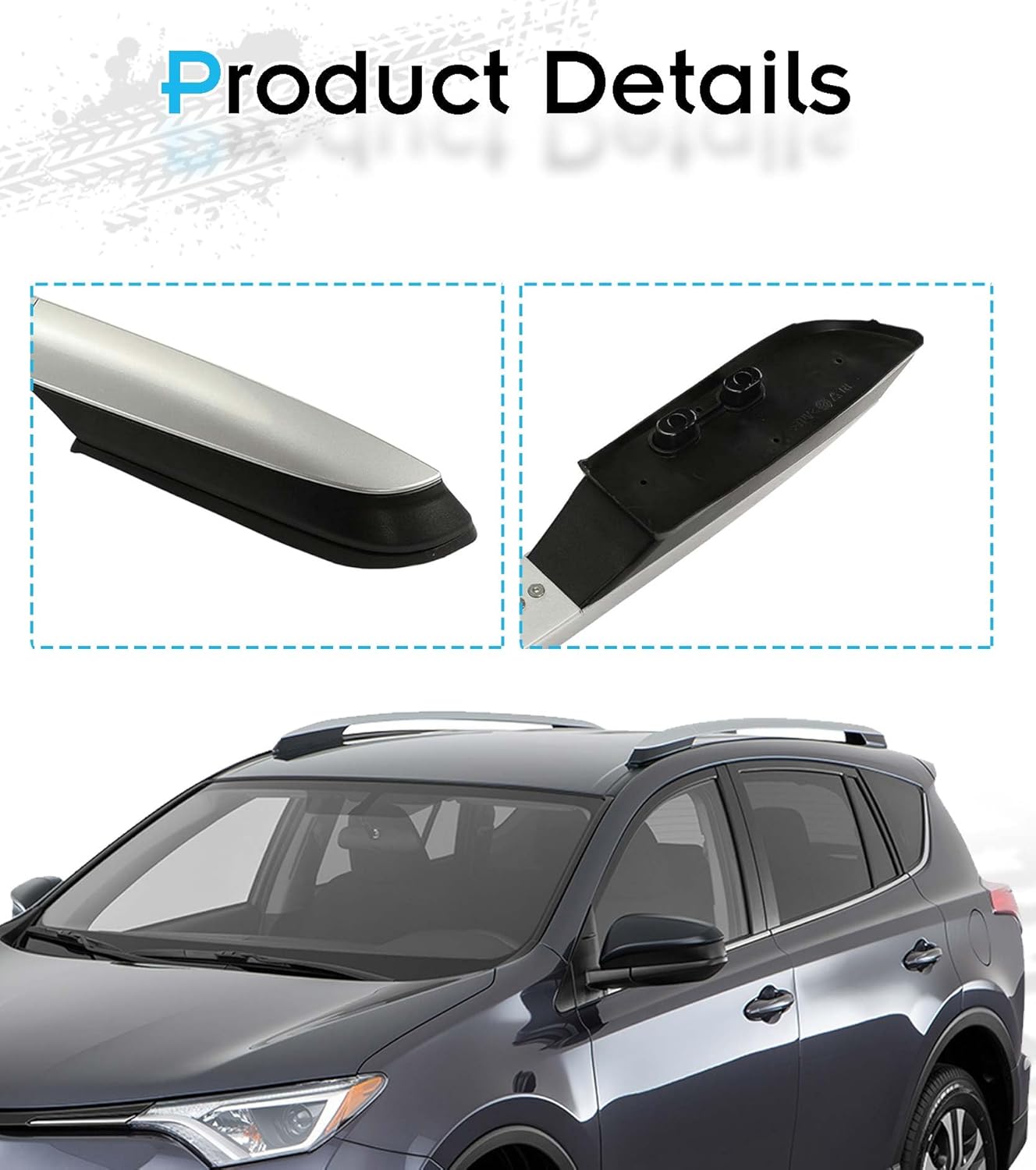 All Aluminum Side Rails for Toyota RAV4 2014-2018, Silver Roof Rails Bolt on Your Original Holes, No Drilling Required