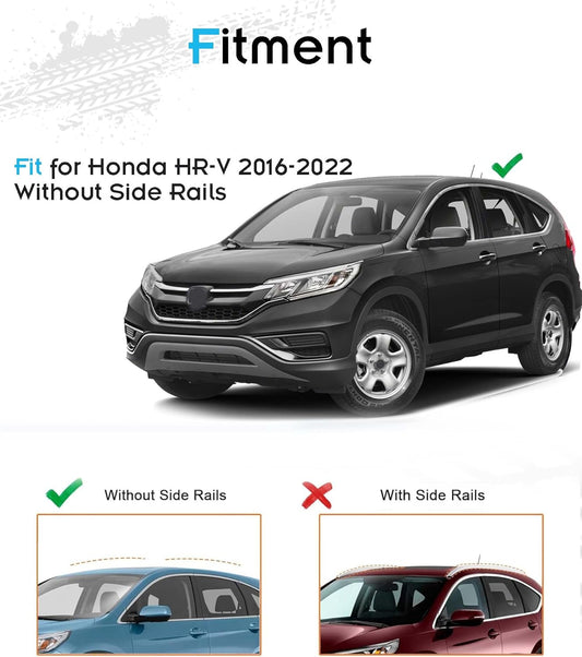 Lockable Roof Rails & Cross Bars for Honda HR-V 2016-2022, 2 Side Rails & 2 Roof Racks, Deepace All Black Rooftop Accessories