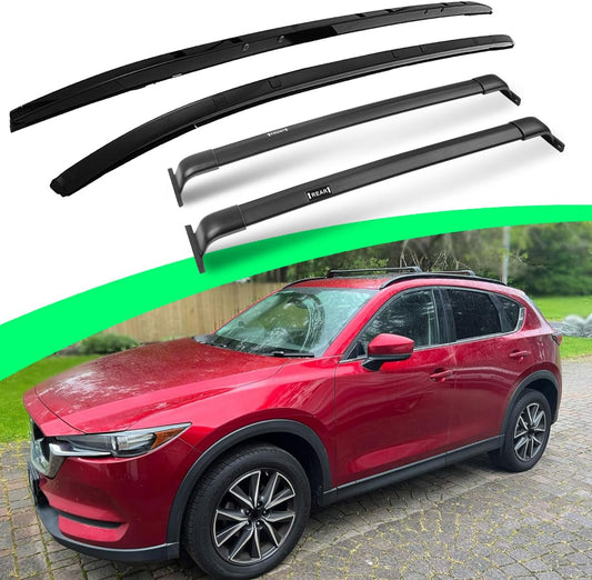 220LBS Roof Rails Racks for Mazda CX-5 CX5 2017-2025, Deepace All Aluminum Set of 4 with 2 Side Rails and 2 Cross Bars, All Black Cargo Accessories