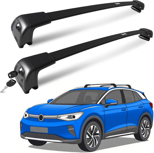 Deepace Roof Rack for VW Volkswagen ID.4 2021-2022 with Flush Rails, 265 LBS Capacity Cross Bars - Anti-Theft Lock - Aerodynamic Noise Reduction - Kayak, Bike, Ski Ready