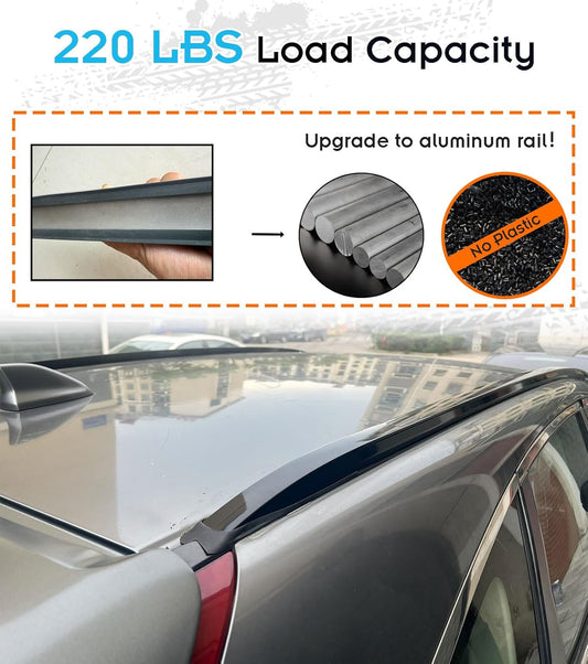 220LBS Roof Rails & Roof Racks for 2012-2016 Honda CR-V, Upgraded Aluminum Side Rails - OE Style All Black Set of 4 with 2 Side Rails and 2 Cross Bars