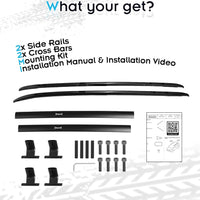 220LBS Roof Rails & Roof Racks for 2012-2016 Honda CR-V, Upgraded Aluminum Side Rails - OE Style All Black Set of 4 with 2 Side Rails and 2 Cross Bars