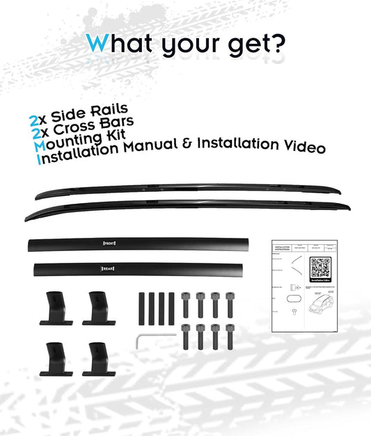 220LBS Roof Rails & Roof Racks for 2012-2016 Honda CR-V, Upgraded Aluminum Side Rails - OE Style All Black Set of 4 with 2 Side Rails and 2 Cross Bars