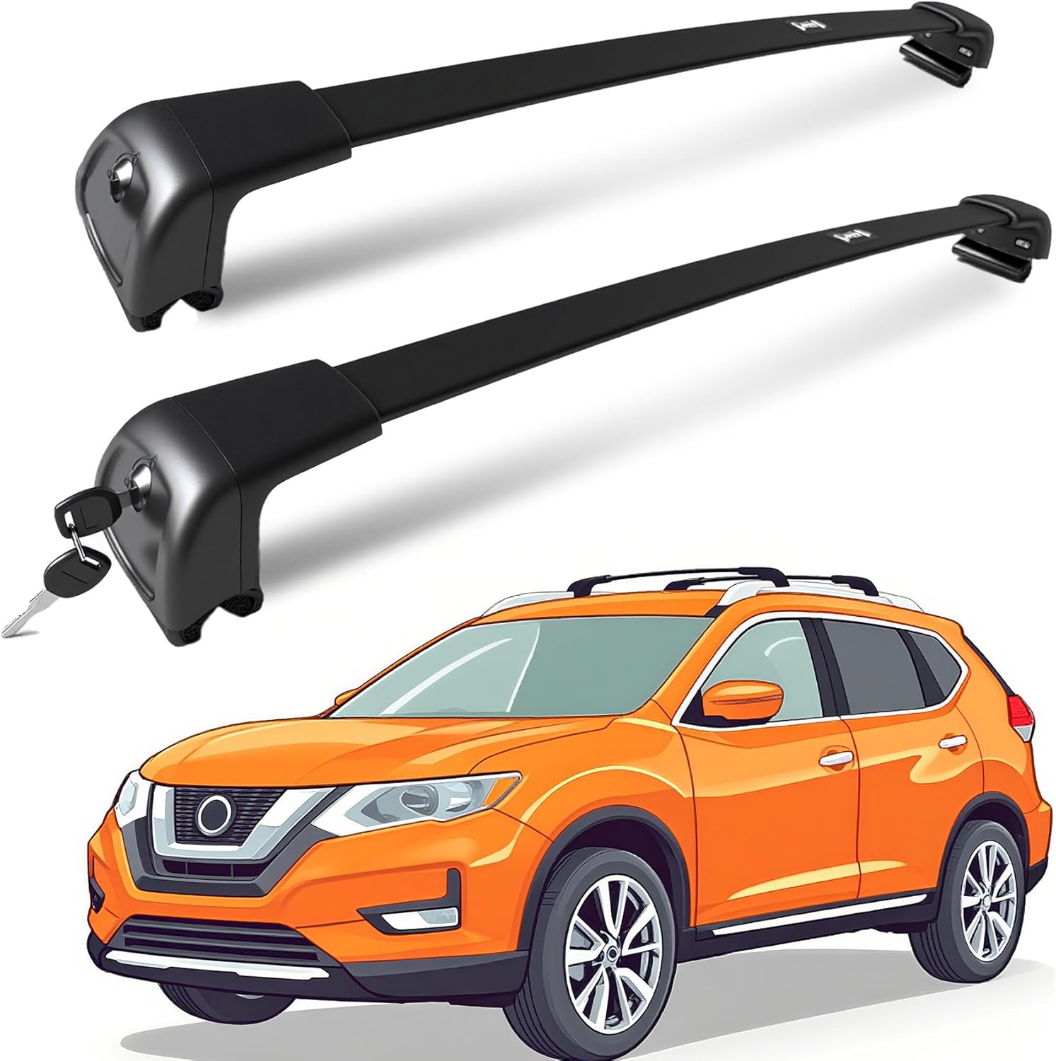 Roof Rack for Nissan Qashqai 2017-2023 with Raised Side Rails, 265 LBS Capacity Cross Bars - Anti-Theft Lock - Aerodynamic Noise Reduction - Kayak, Bike, Ski Ready