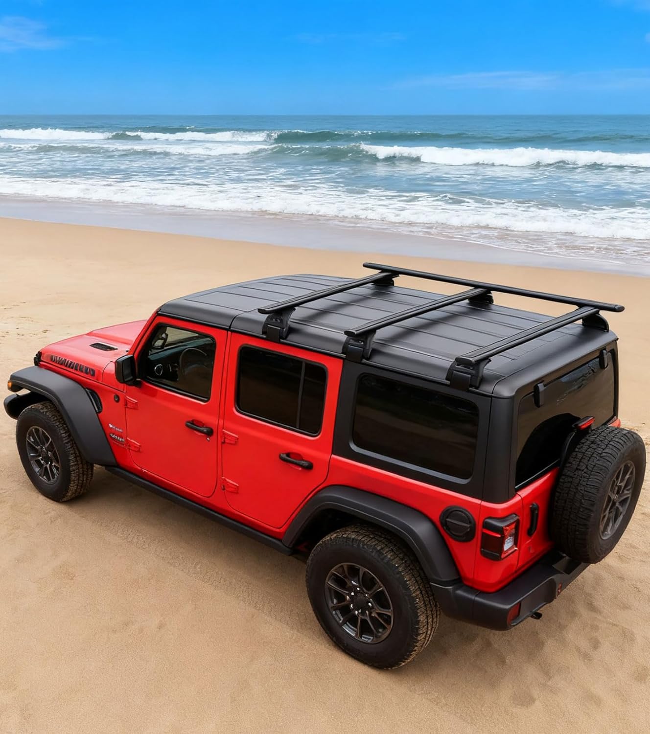 330LBS Lockable 3-PC Roof Racks Compatible with 2007-2025 Jeep Wrangler JK JL Gladiator JT 2&4 Door, Aluminum Black Cross Bars