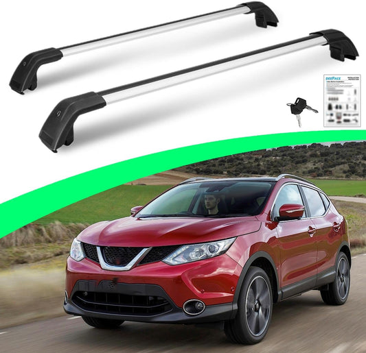 Lockable Roof Racks for Nissan Qashqai 2017-2023, Work w/Factory Raised Side Rails, Anti-Theft Cross Bars