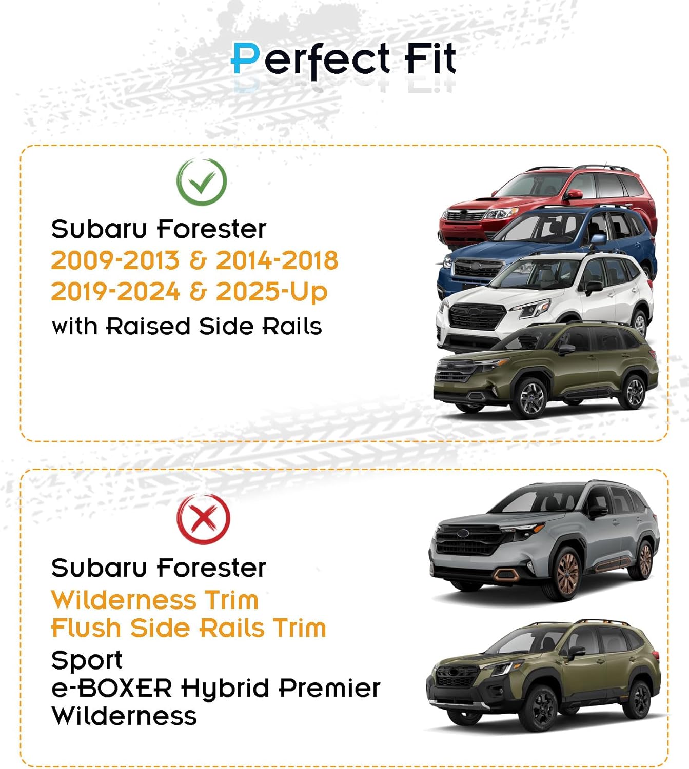 330LBS Lockable Roof Rack Cross Bars for Subaru Forester 2026-2009, 2-Hole 2-Screw Mounting & Custom Fit Design